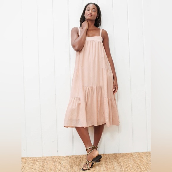 Jenni Kayne Seesucker Summer Dress in Blush - Picture 1 of 7
